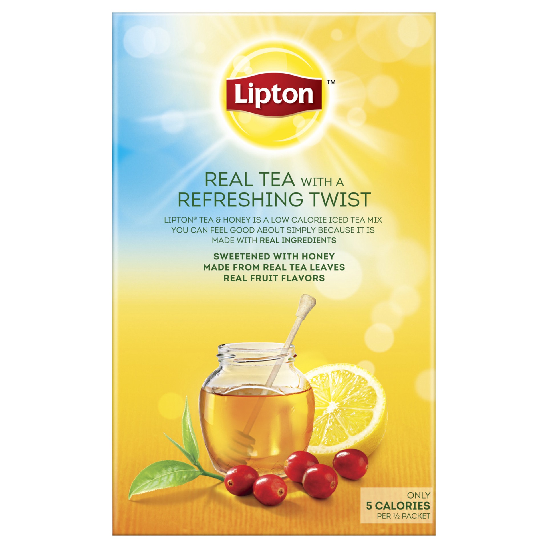 slide 4 of 4, Lipton Tea and Honey Decaf Iced Black Tea To-Go Packets Berry Lemonade, 10 ct, 10 ct