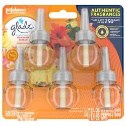 Glade PlugIns Scented Oil Refill, Hawaiian Breeze, Essential Oil Infused Wall Plug In, 3.35 fl oz, 5 ct