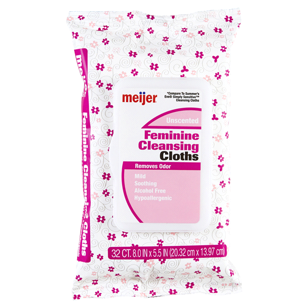 slide 1 of 2, Meijer Feminie Cleansing Cloths for Sensitive Skin, 32 ct