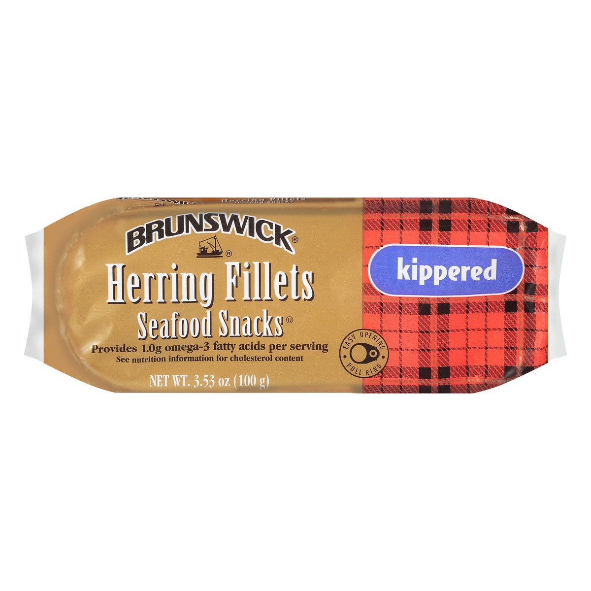 slide 1 of 10, Brunswick Boneless Herring Fillet Seafood Snacks Kippered, 3.53 oz