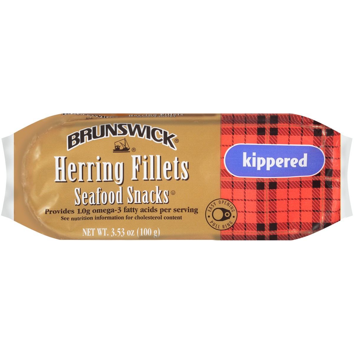 slide 1 of 8, Brunswick Boneless Herring Fillet Seafood Snacks Kippered, 3.53 oz