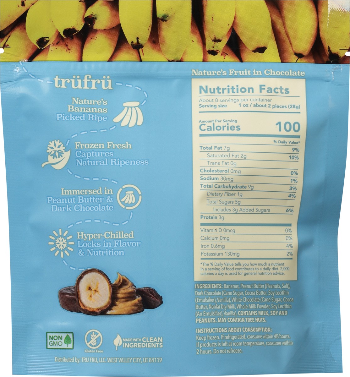 slide 9 of 9, Tru Fru Peanut Butter Nature's Bananas 8 oz, 8 oz