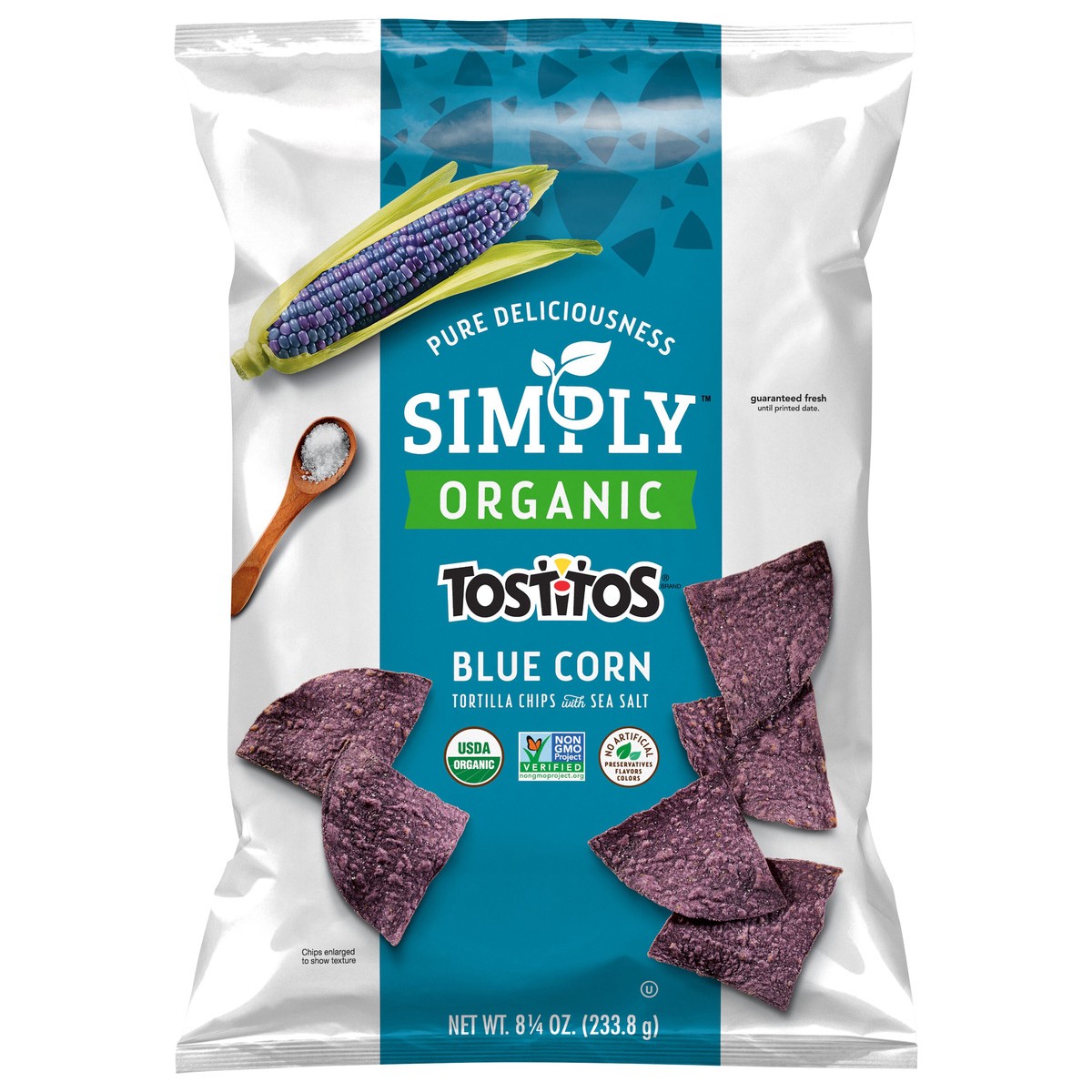 slide 1 of 4, Simply Organic Tostitos Simply Organic Tortilla Chips Blue Corn With Sea Salt 8.25 Oz, 8.25 oz