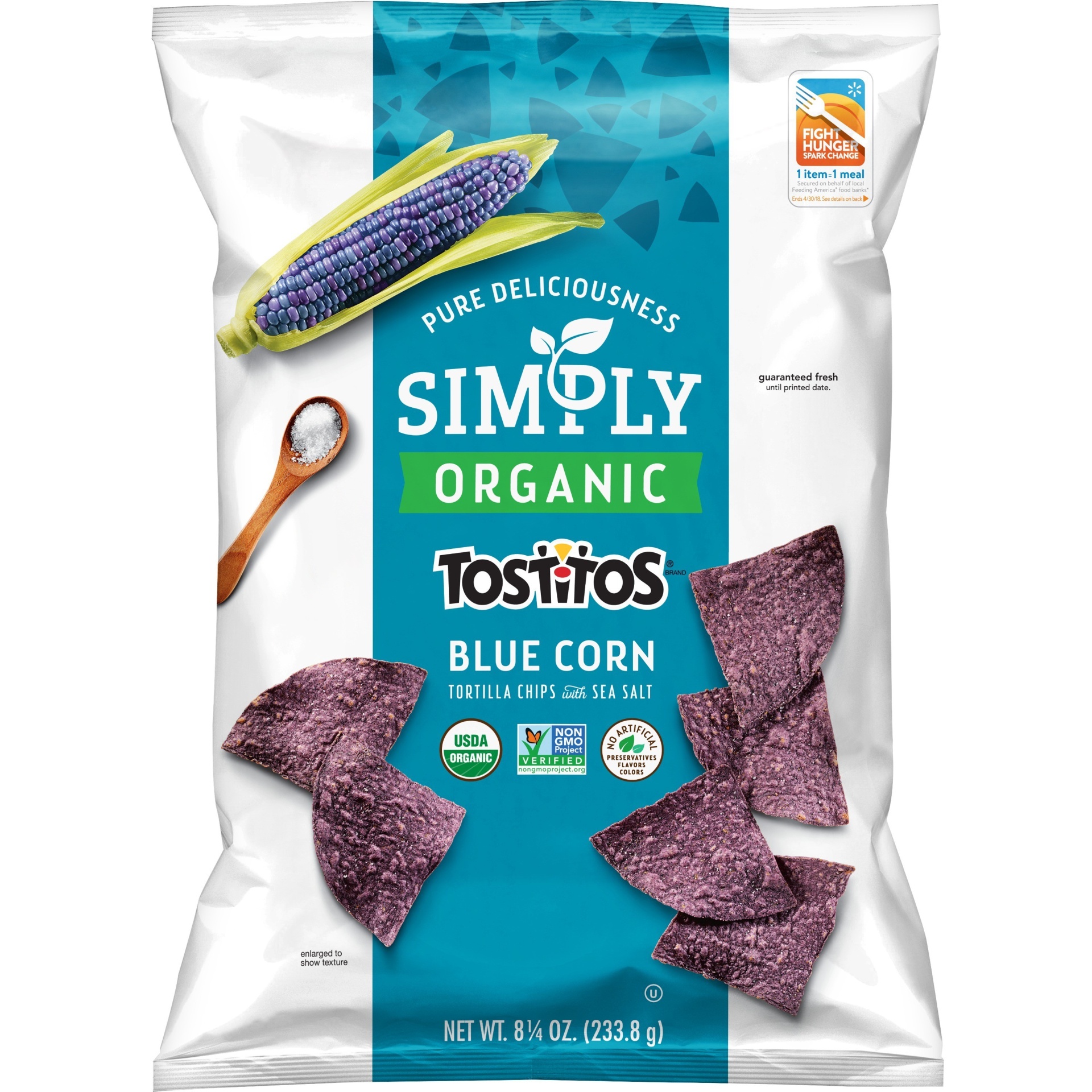 slide 1 of 4, Tostitos Tostitos Blue Corn With Sea Salt Tortilla Chips, 8.25 oz