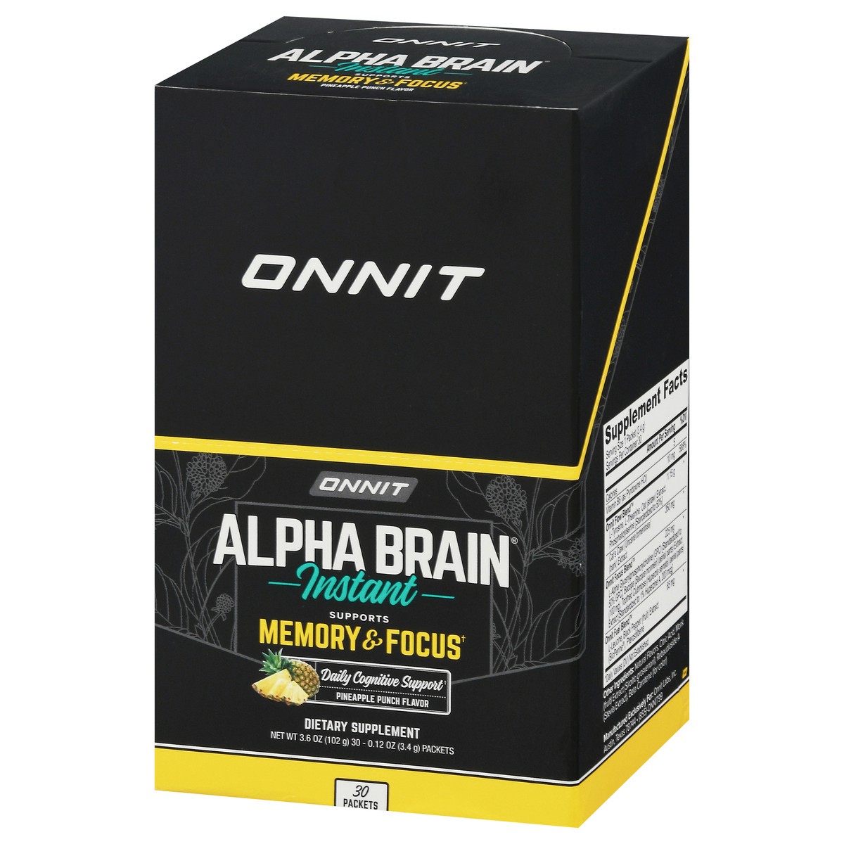 slide 8 of 9, Onnit Alpha Brain Instant Packets Pineapple Punch Box, 1 ct
