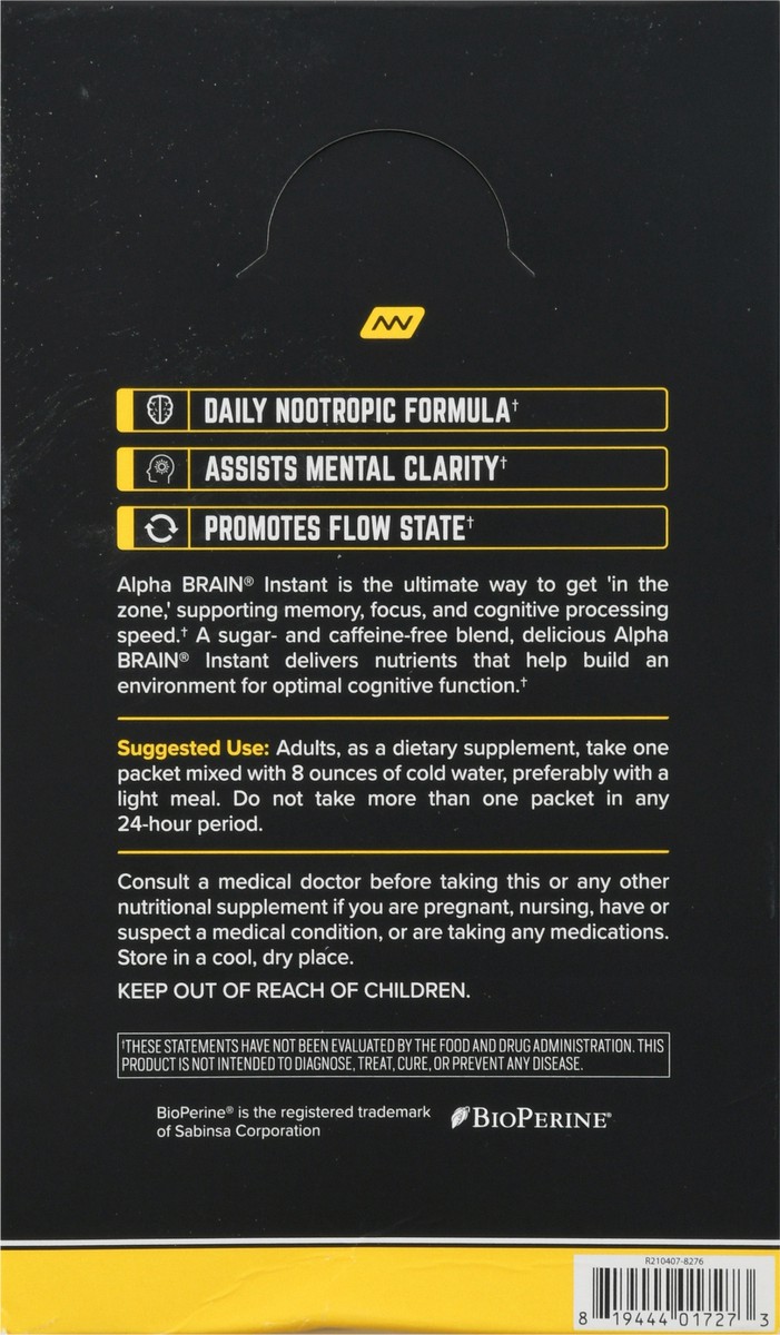 slide 9 of 9, Onnit Alpha Brain Instant Packets Pineapple Punch Box, 1 ct