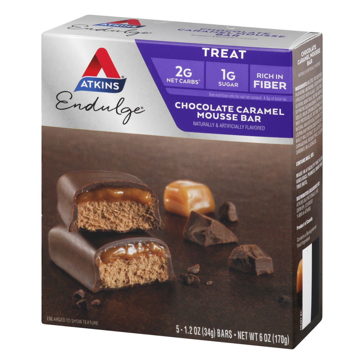 slide 3 of 9, Atkins Endulge Chocolate Caramel Mousse Treat Bars, 5 ct; 1.2 oz