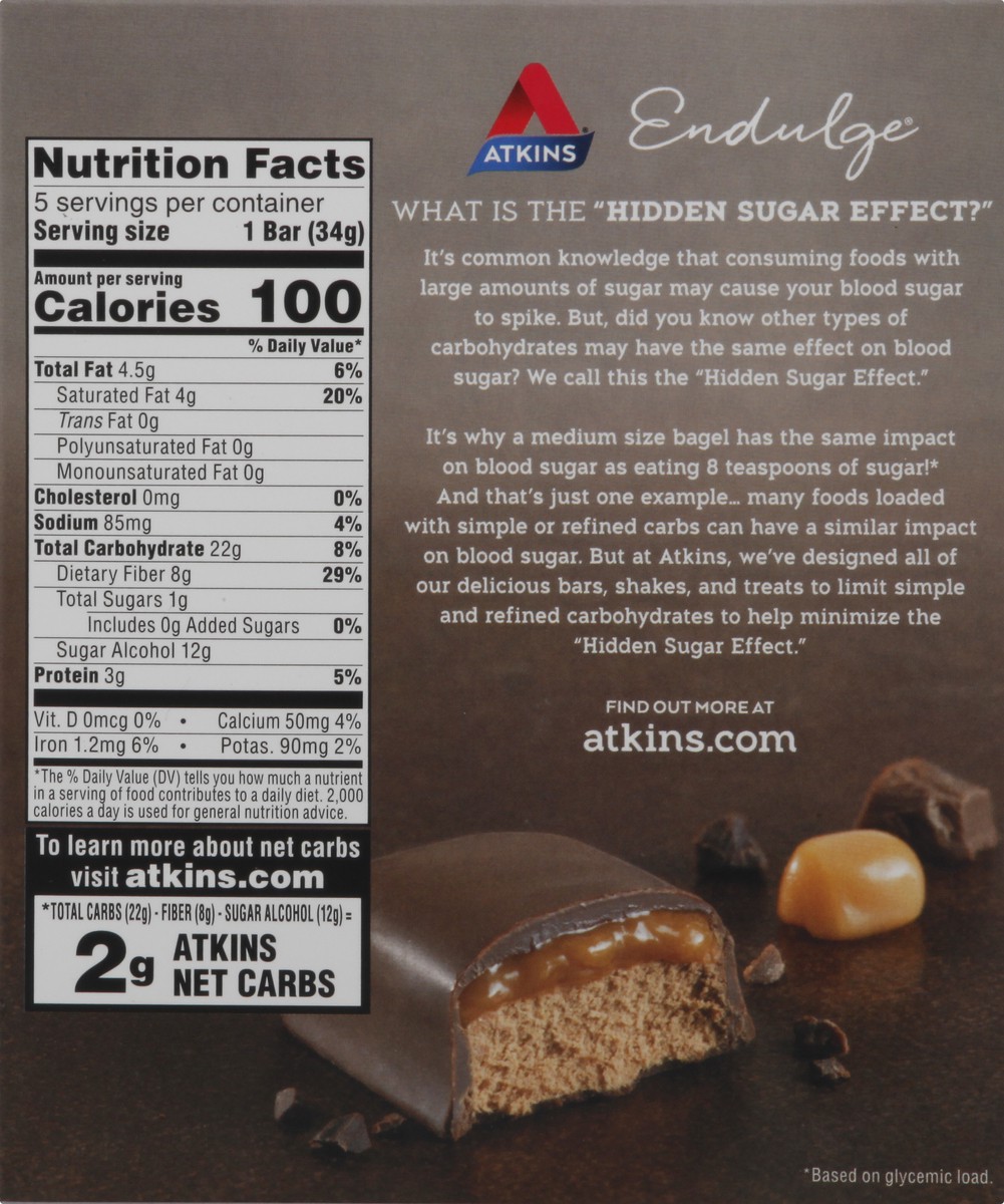 slide 5 of 9, Atkins Endulge Chocolate Caramel Mousse Treat Bars, 5 ct; 1.2 oz