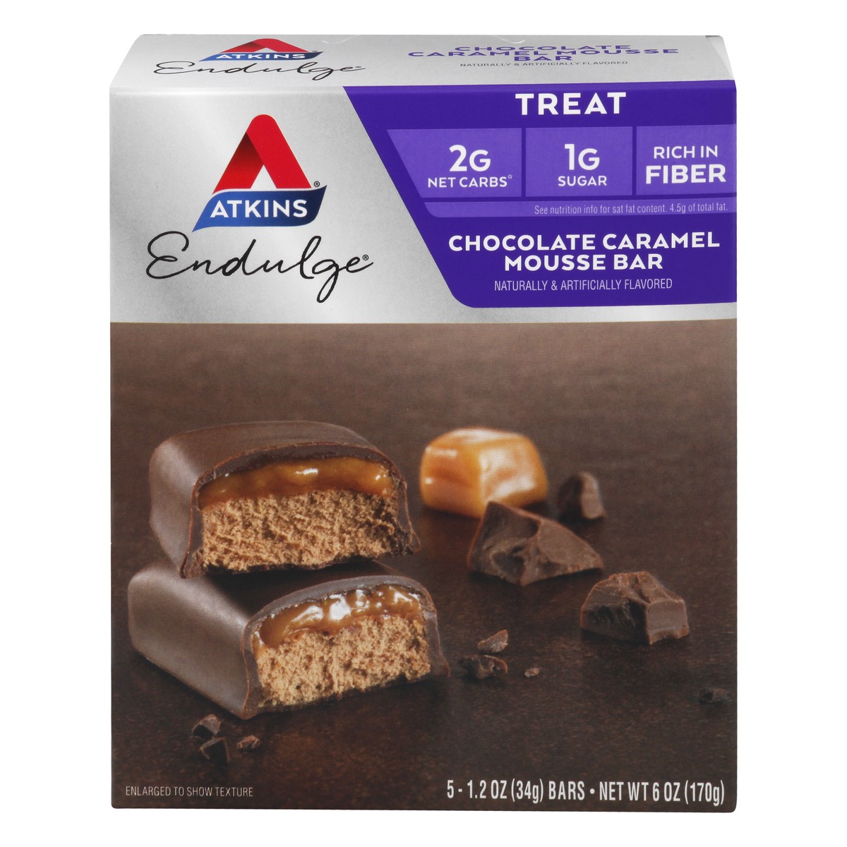 slide 1 of 9, Atkins Endulge Chocolate Caramel Mousse Treat Bars, 5 ct; 1.2 oz