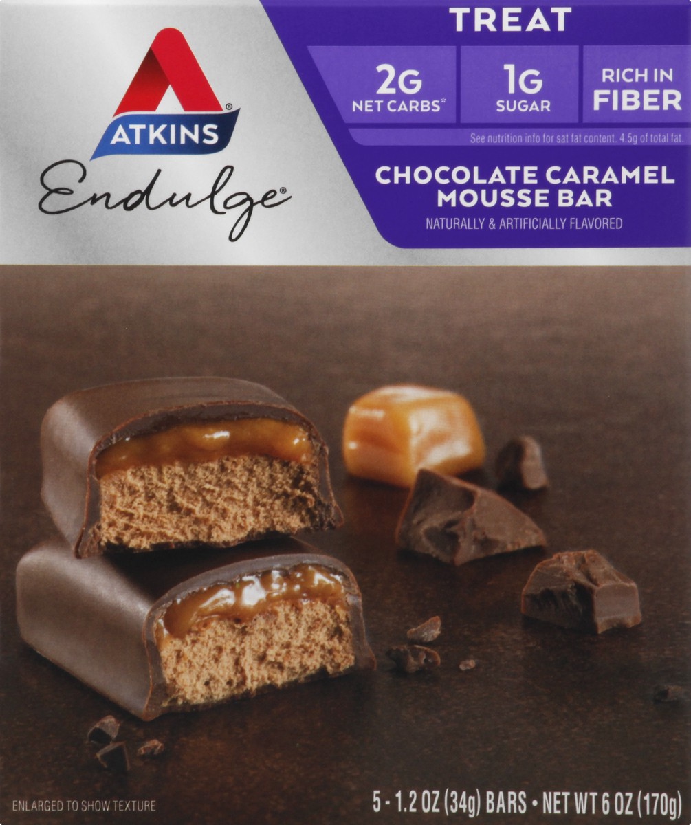 slide 6 of 9, Atkins Endulge Chocolate Caramel Mousse Treat Bars, 5 ct; 1.2 oz