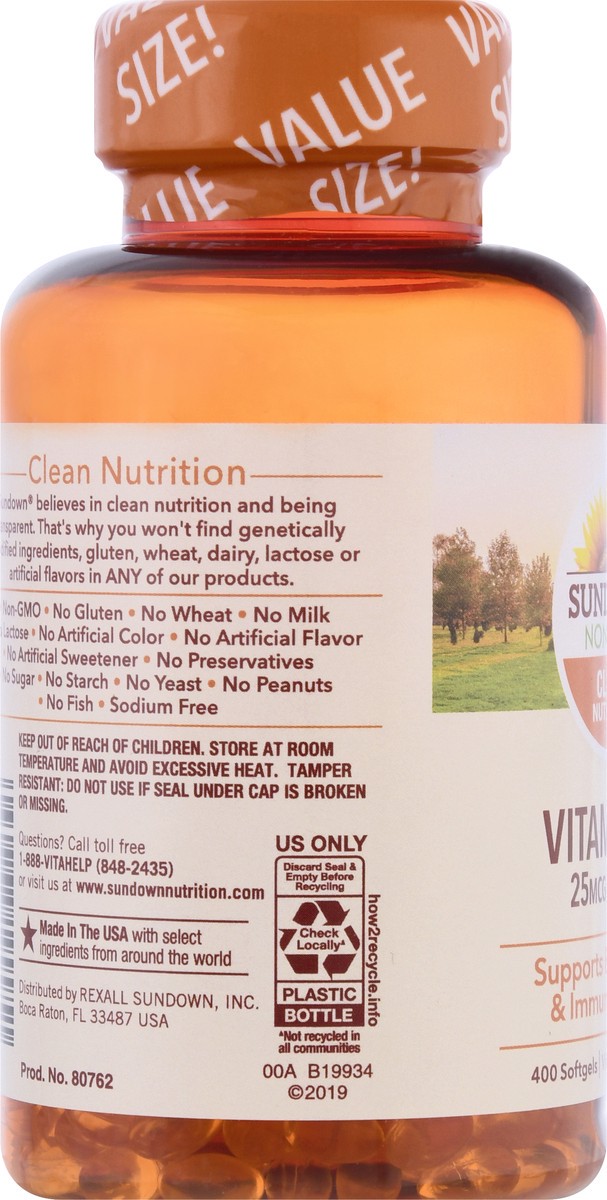 slide 7 of 9, Sundown Naturals High Potency Vitamin D3, 400 ct