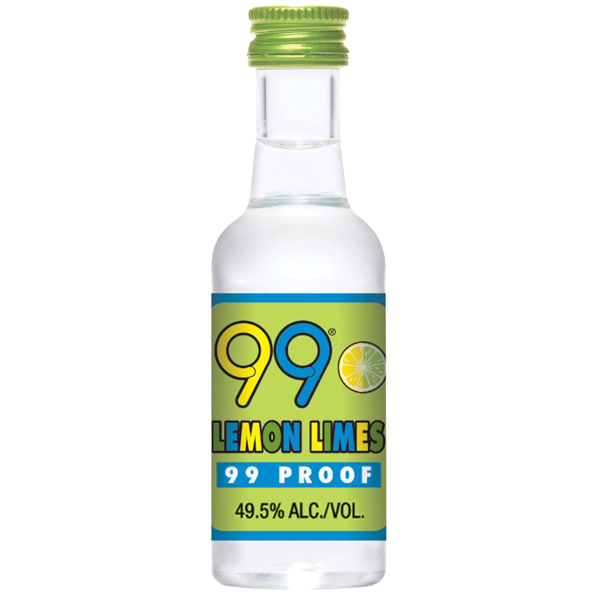 slide 1 of 5, 99 Brand Lemon Lime Liqueur, 50 mL Bottle, 99 Proof, 50 ml