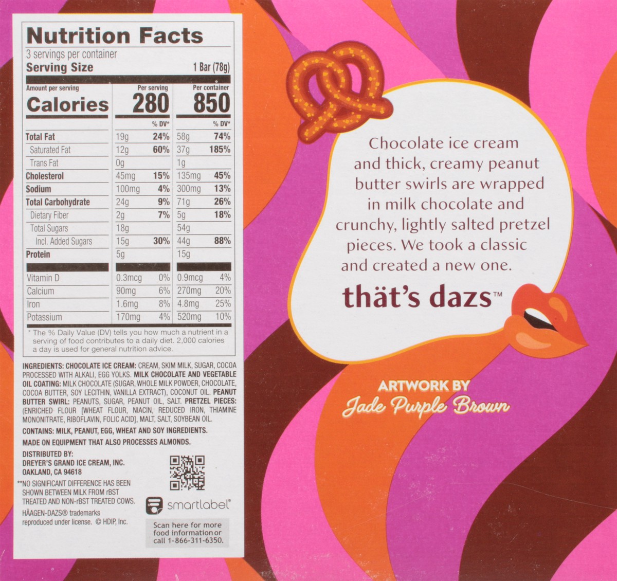 slide 7 of 9, Häagen-Dazs Haagen Dazs Chocolate Peanut Butter Pretzel Ice Cream Bars, 3 Count, 5 oz