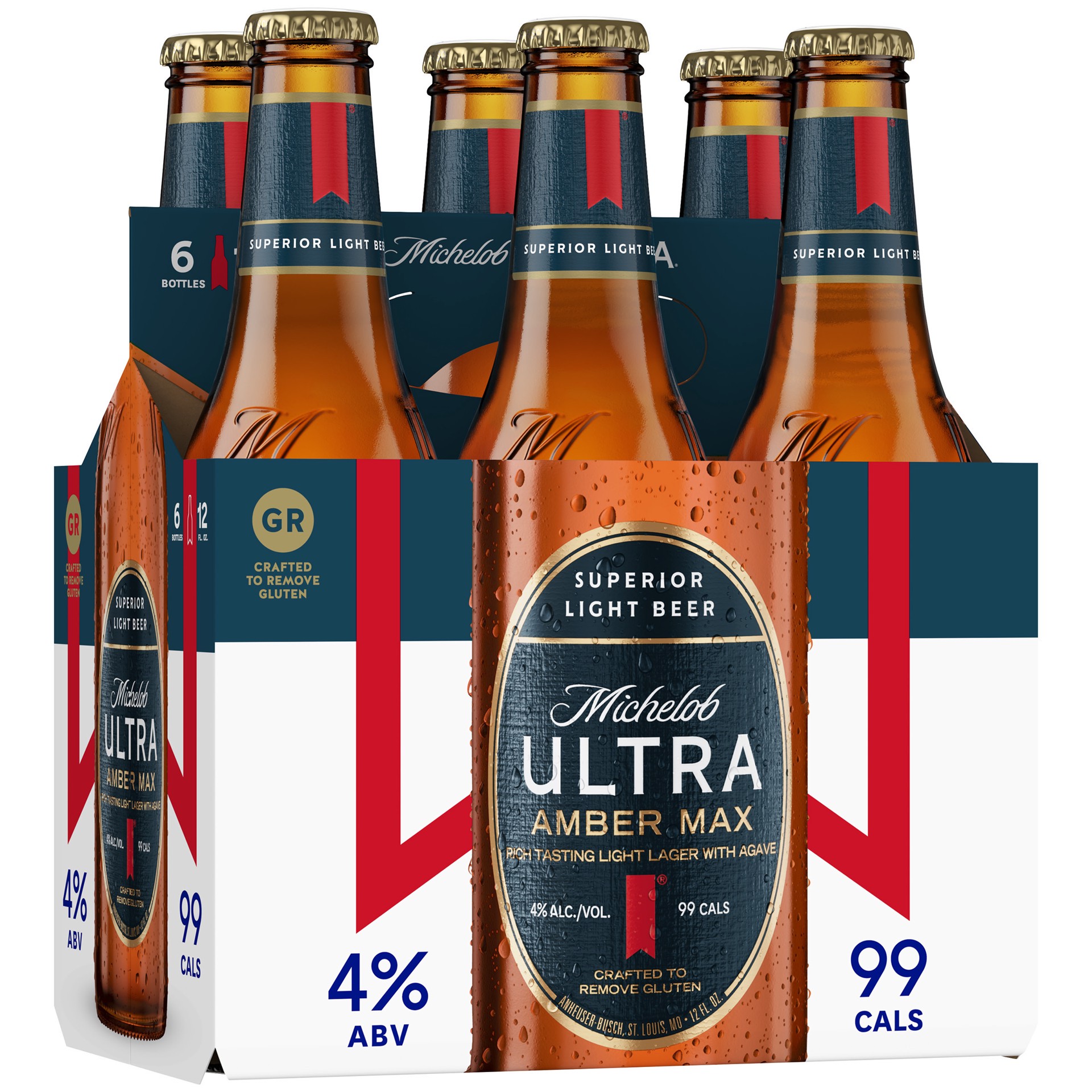 slide 1 of 1, Michelob ULTRA Amber Max American Lager Beer 6 Pack, 12 fl oz Bottles, 6 ct; 12 oz
