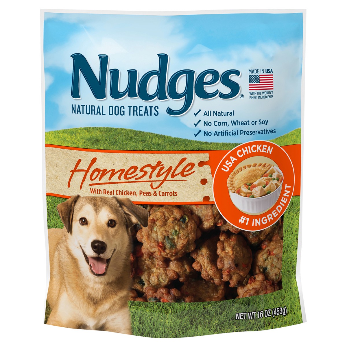 slide 1 of 8, Blue Buffalo Nudges Homestyle Chicken Pot Pie Dog Treat, 16 oz