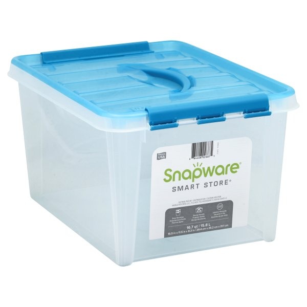 slide 1 of 1, Snapware Smart Store 16.7-Quart Multipurpose Storage Box - Turquoise/Clear, 16.7 qt