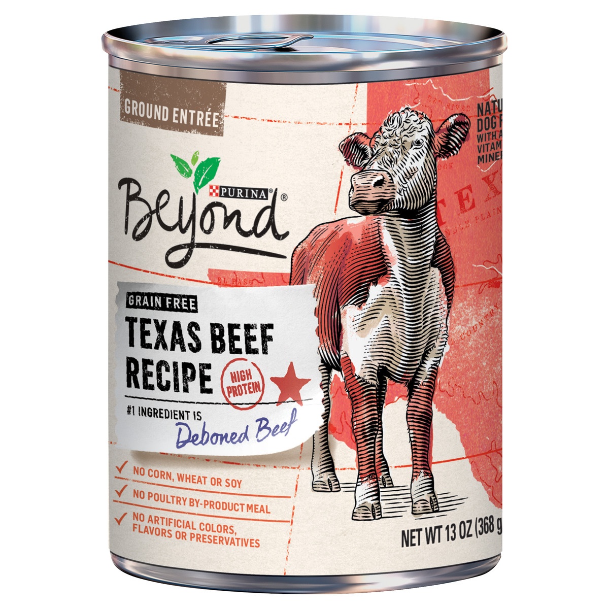 slide 1 of 7, Purina Beyond Natural Grain Free Texas Beef Recipe Adult Wet Dog Food, 13 oz