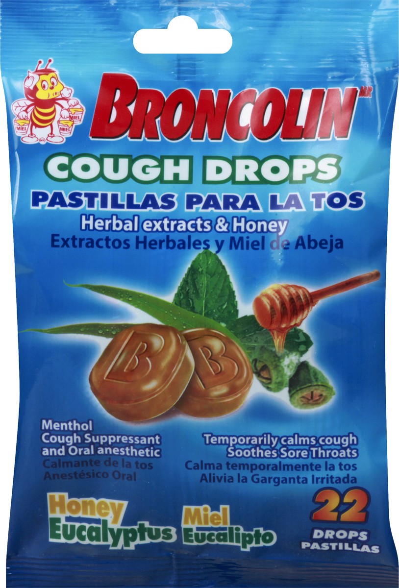 slide 9 of 9, Broncolin Honey-Eucalyptus Cough Drops, 22 ct