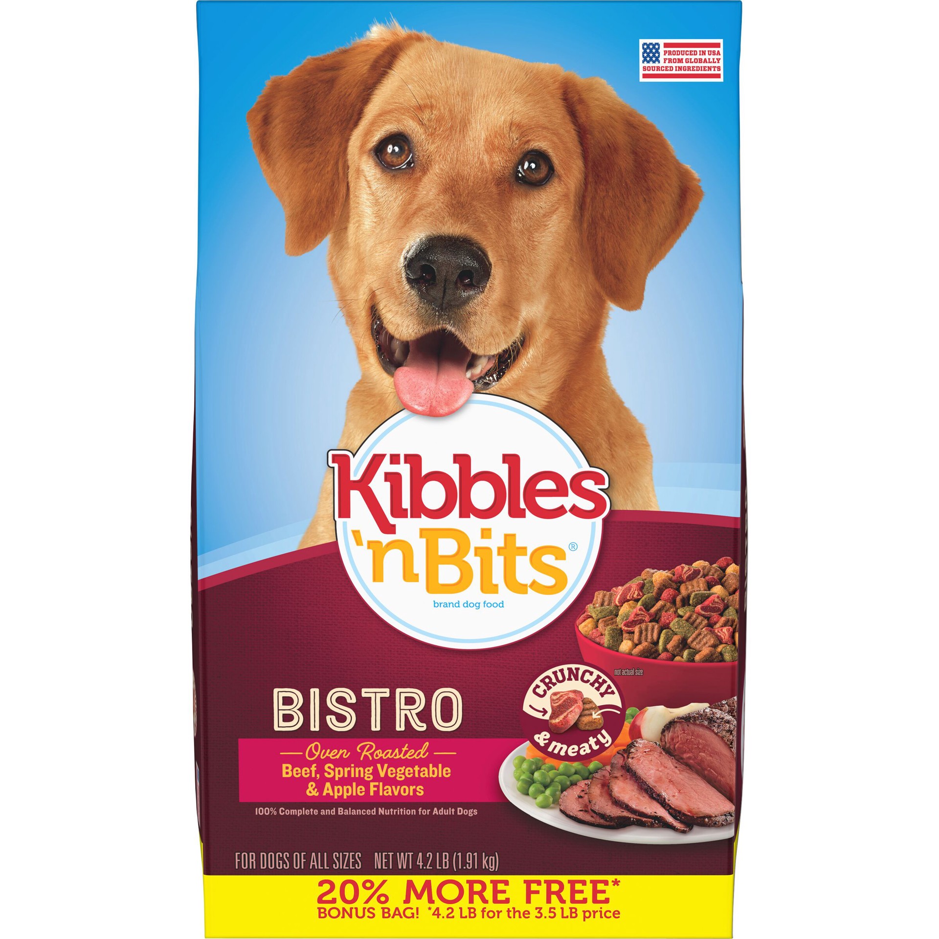 slide 1 of 3, Kibbles 'n Bits Bistro Oven Roasted Beef Flavor Dog Food, 4.2-Pound, 4.2 lb