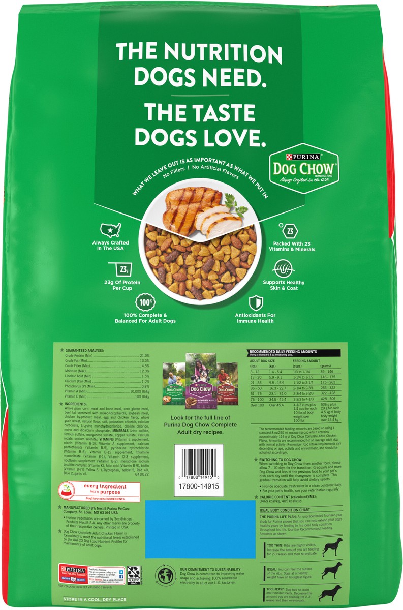 slide 6 of 9, Dog Chow Purina Dog Chow Complete Adult Dry Dog Food Kibble With Chicken Flavor, 18.5 lb