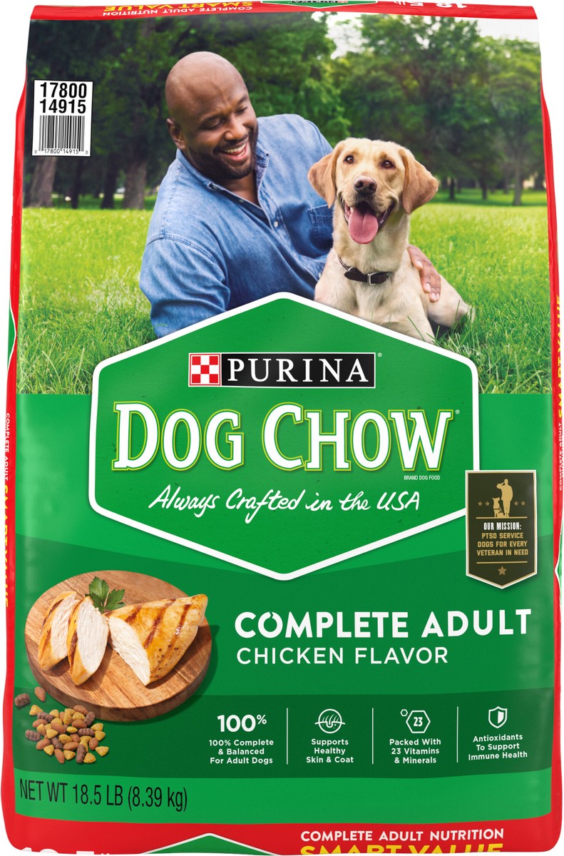 slide 4 of 9, Dog Chow Purina Dog Chow Complete Adult Dry Dog Food Kibble With Chicken Flavor, 18.5 lb
