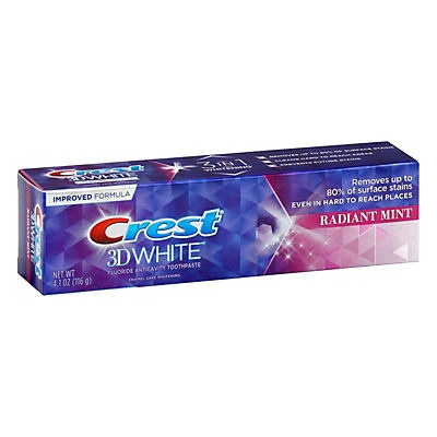 slide 1 of 2, Crest 3D White 3 in 1 Whitening Radiant Mint Toothpaste, 4.1 oz