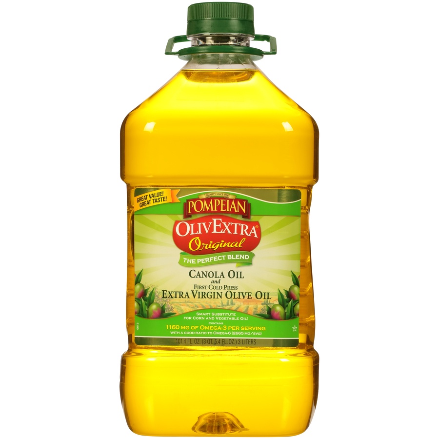 slide 1 of 1, Pompeian Olivextra Original Canola Oil And First Cold Press Extra Virgin Olive, 101.4 fl oz