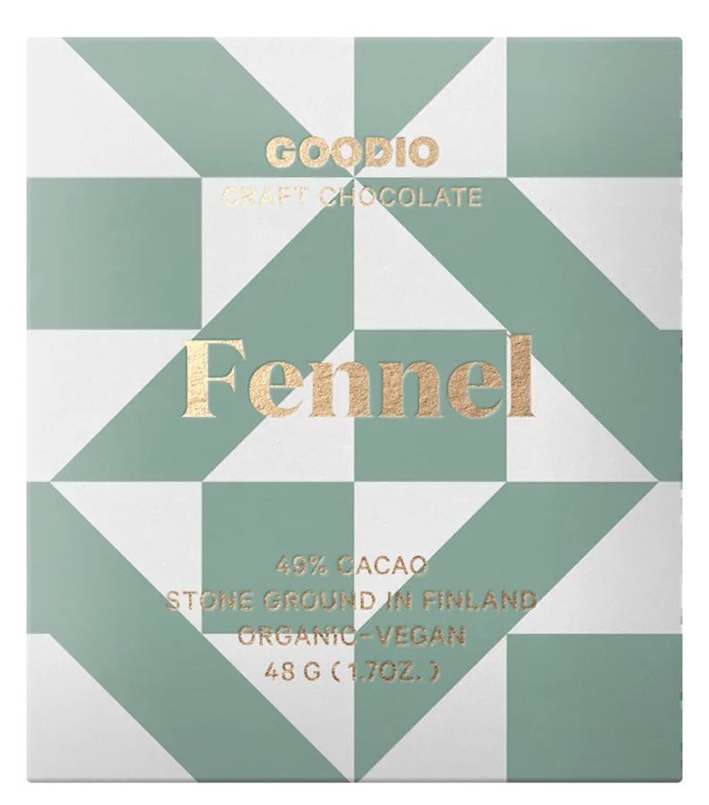 slide 1 of 1, Goodio Fennel 49% Chocolate, 1.7 oz