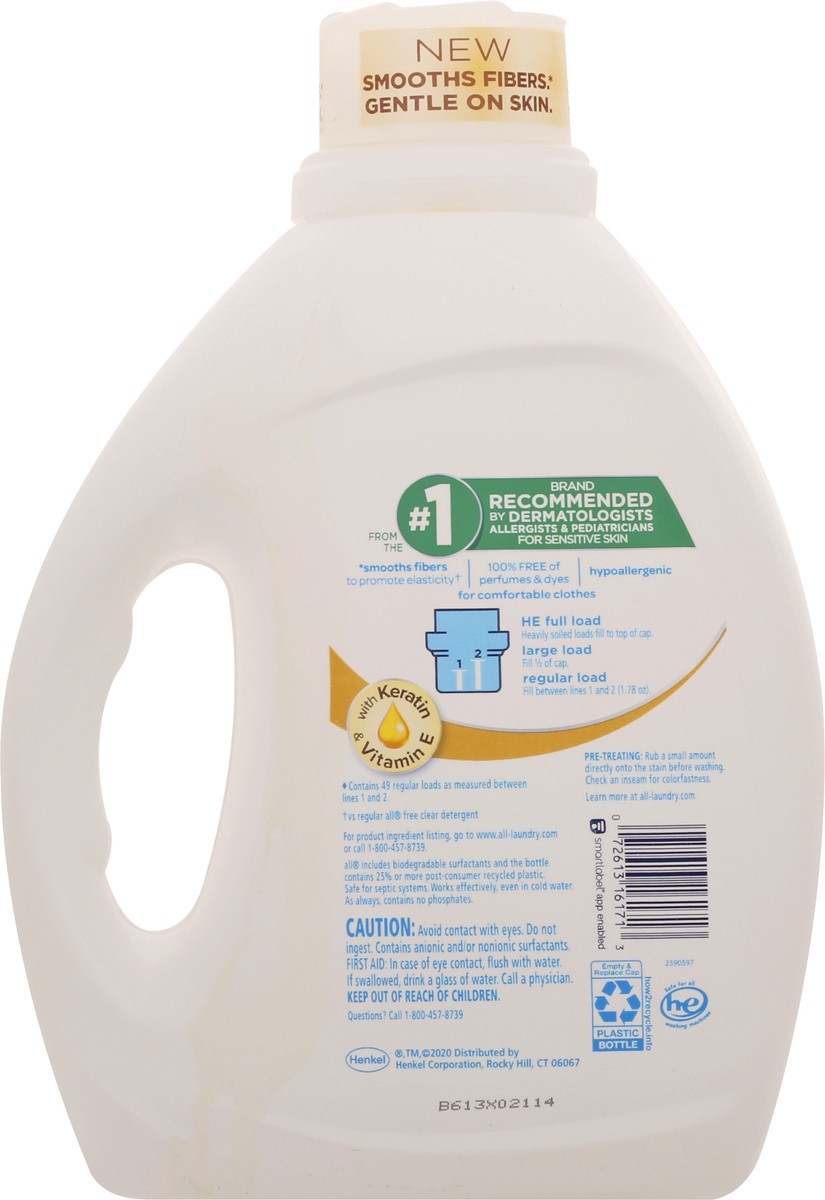 slide 3 of 9, All Liquid Laundry Detergent Free Clear, Clean & Care with Vitamin E, 88 Ounce, 49 Total Loads, 88 fl oz