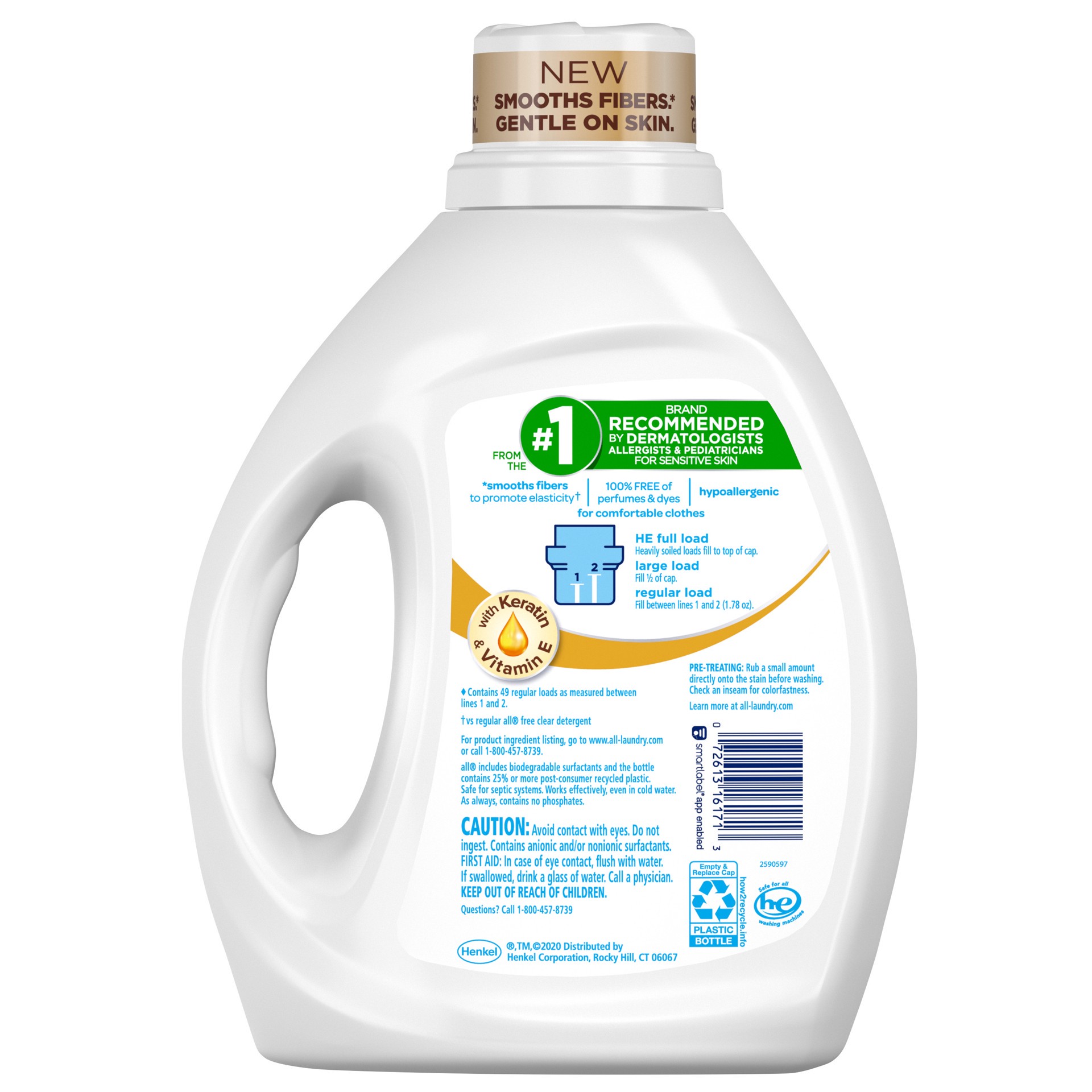 slide 1 of 9, All Liquid Laundry Detergent Free Clear, Clean & Care with Vitamin E, 88 Ounce, 49 Total Loads, 88 fl oz