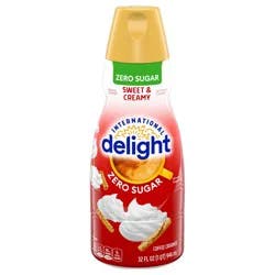 International Delight Coffee Creamer, Zero Sugar Sweet & Creamy, Refrigerated Flavored Creamer, 32 fl oz Bottle