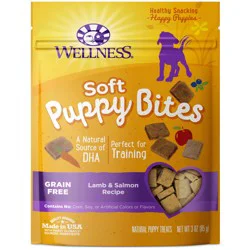 Wellness Puppy Treats, Natural, Training Treat, Grain Free, Soft Lamb & Salmon (3 Ounce bag)