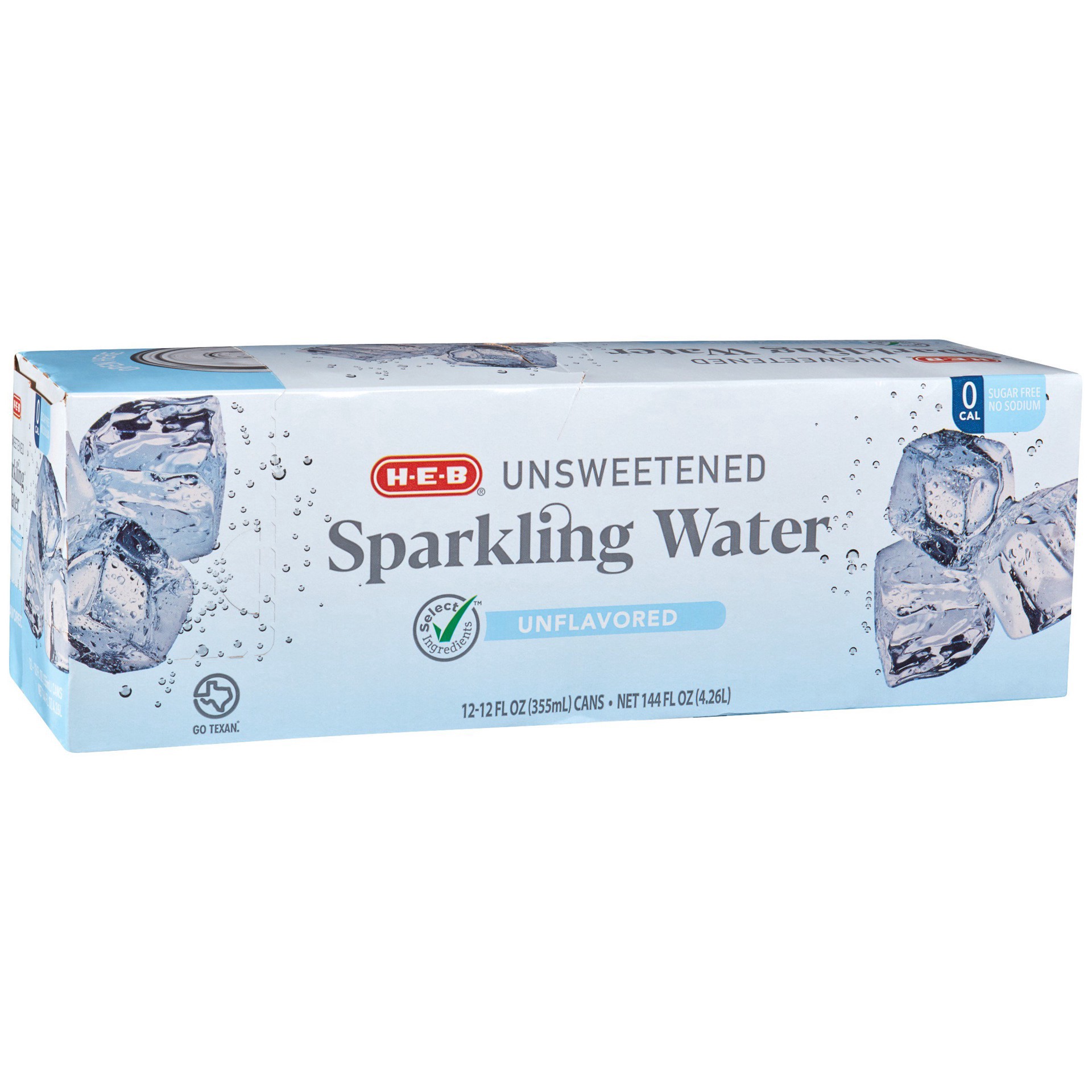 slide 1 of 1, H-E-B Unsweetened Unflavored Sparkling Water 12 pk Cans, 12 oz