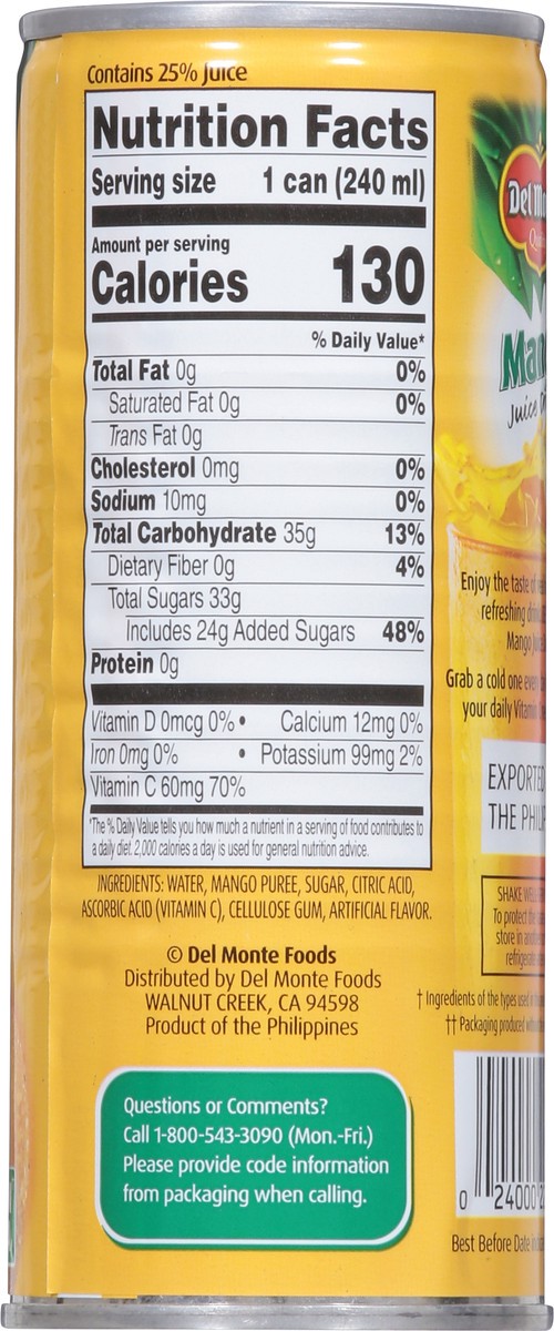 slide 6 of 9, Del Monte Quality® mango juice drink - 8.1 fl oz, 8.1 fl oz