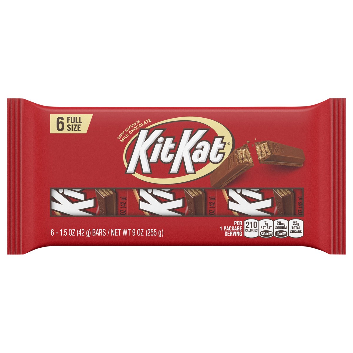 slide 1 of 5, KIT KAT Milk Chocolate Wafer Candy Bars, 1.5 oz (6 Count), 6 ct
