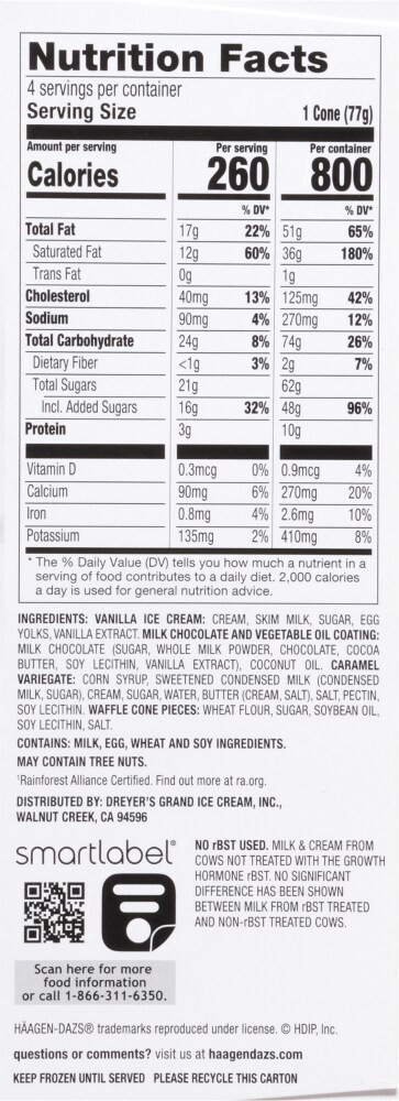 slide 2 of 3, Häagen-Dazs Triple Chocolate Fudge Belgium Waffle Cones 4 Ct 14.8 Oz, 4 ct