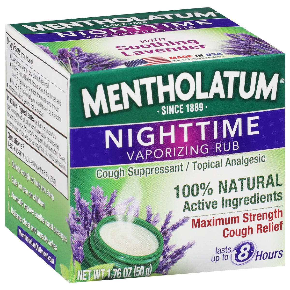 slide 2 of 10, Mentholatum Nighttime Vaporizing Rub, 1.76 oz