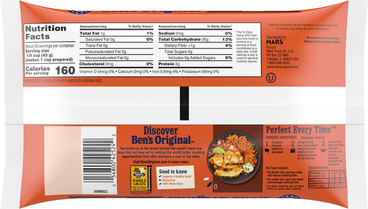 slide 6 of 7, BEN'S ORIGINAL™ Parboiled Whole Grain Brown Dry Rice Bag Unit - 2 lb, 32 oz