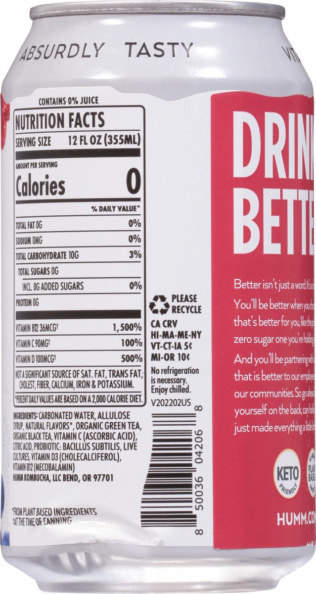 slide 8 of 9, Humm Berry Cream Probiotic Soda 12 fl oz, 15.2 oz