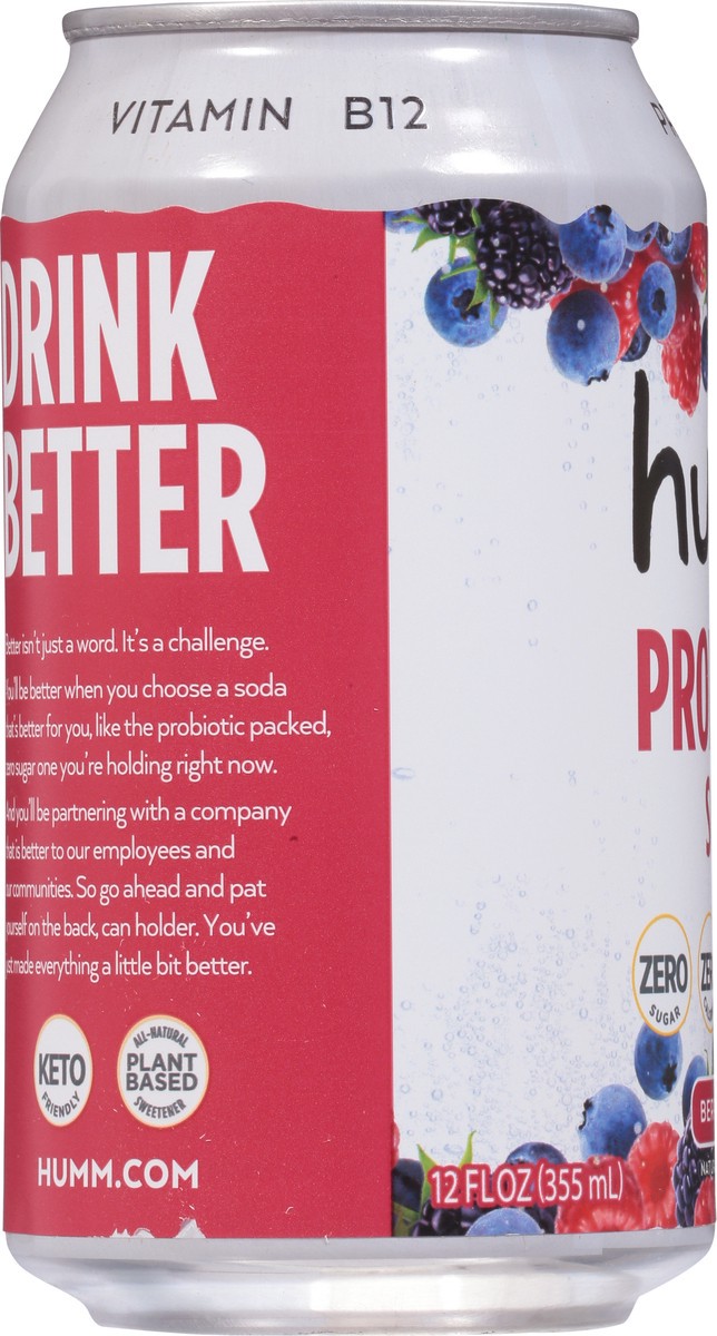 slide 2 of 9, Humm Berry Cream Probiotic Soda 12 fl oz, 15.2 oz