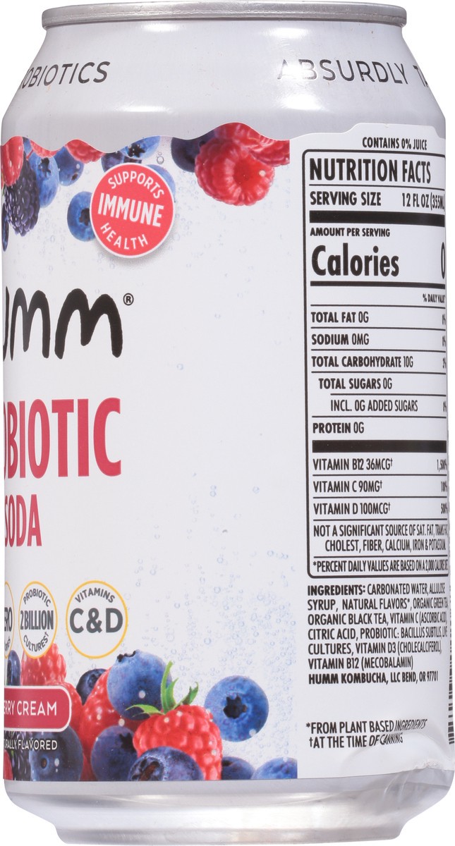 slide 4 of 9, Humm Berry Cream Probiotic Soda 12 fl oz, 15.2 oz