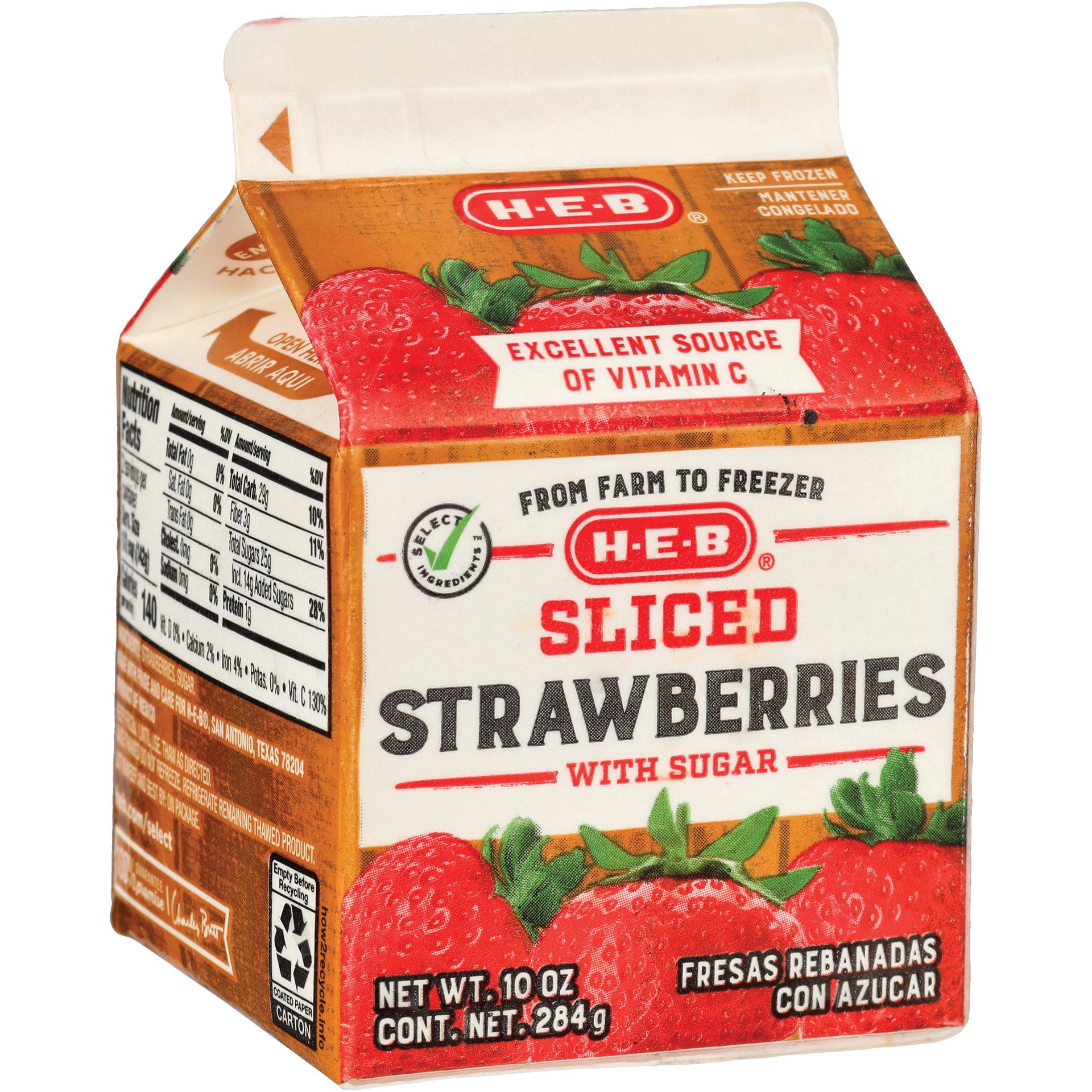slide 1 of 1, H-E-B Frozen Sliced Strawberries, 10 oz