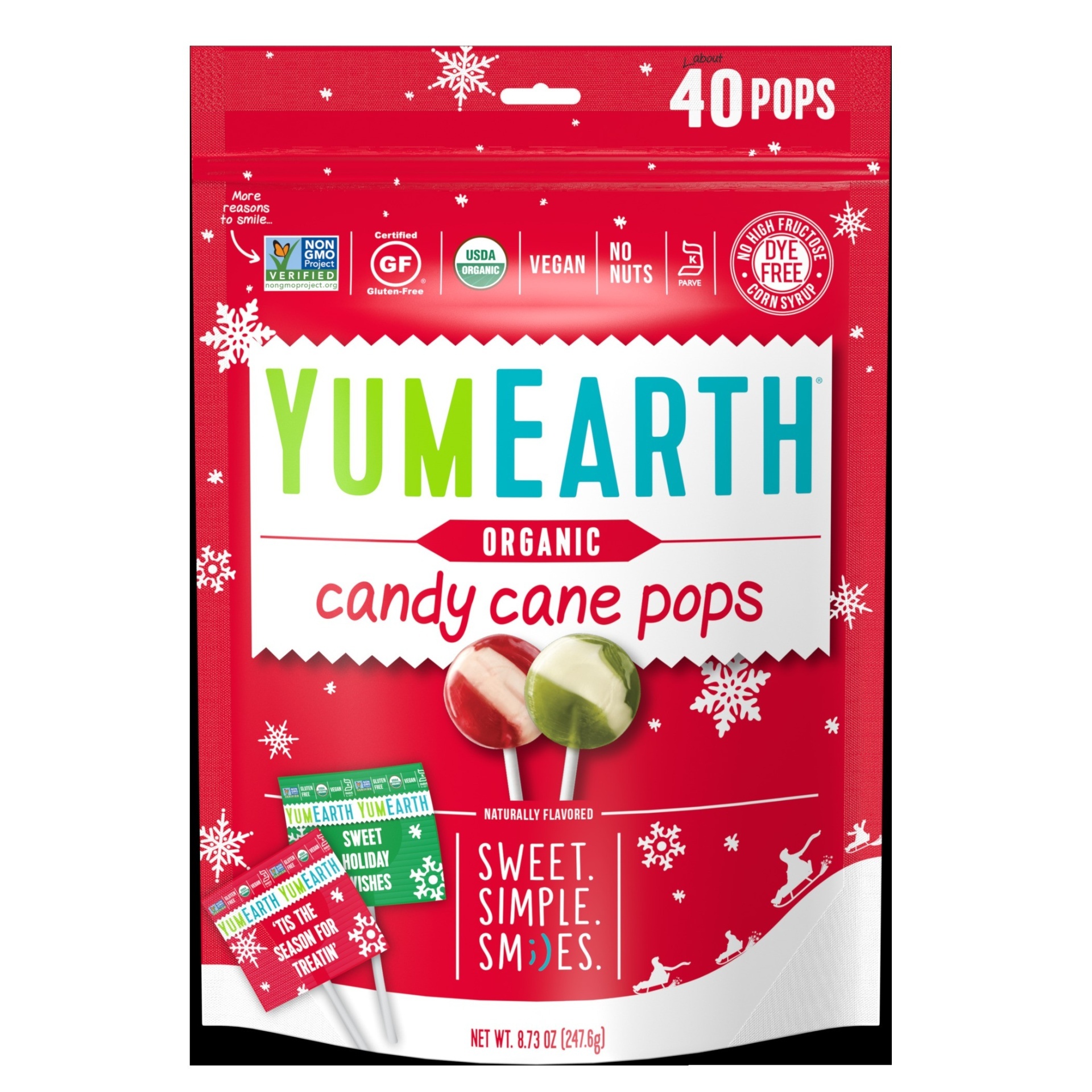 slide 1 of 1, YumEarth Organic Candy Cane Pops, 40 ct