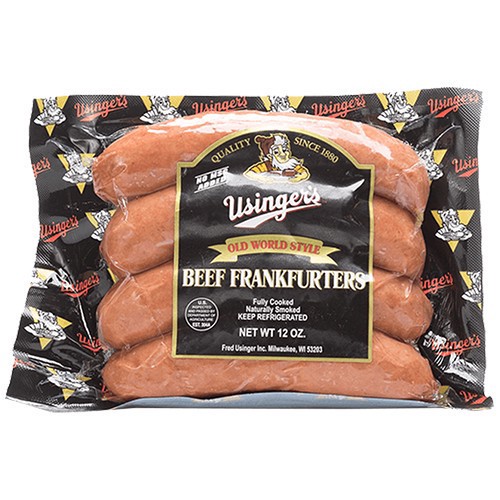 slide 1 of 1, Usinger Beef Frankfurters Natural Casing, 12 oz