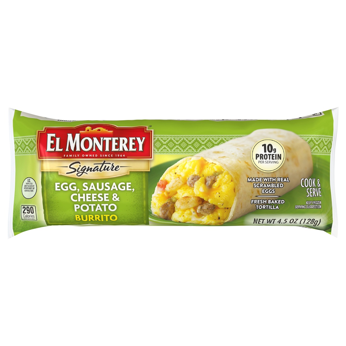 slide 9 of 9, El Monterey Signature Egg, Sausage, Cheese & Potato Burrito, 4.5 oz