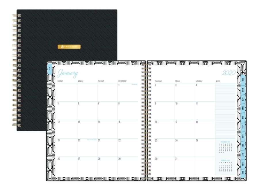 slide 2 of 4, Blue Sky Trina Turk Weekly/Monthly Planner, 7'' X 9'', Amazing Maze/Black Basket Weave, January To December 2020, 117500, 1 ct