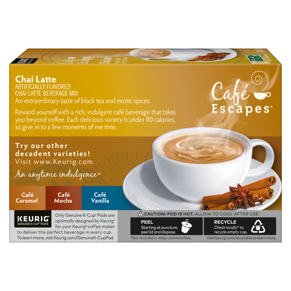 slide 3 of 17, Café Escapes Chai Latte Keurig Single-Serve K-Cup Pods, 10 Count, 10 ct