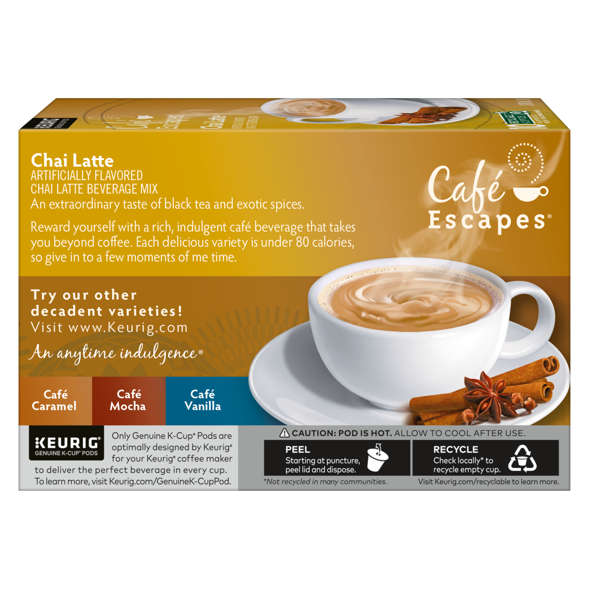 slide 10 of 17, Café Escapes Chai Latte Keurig Single-Serve K-Cup Pods, 10 Count, 10 ct