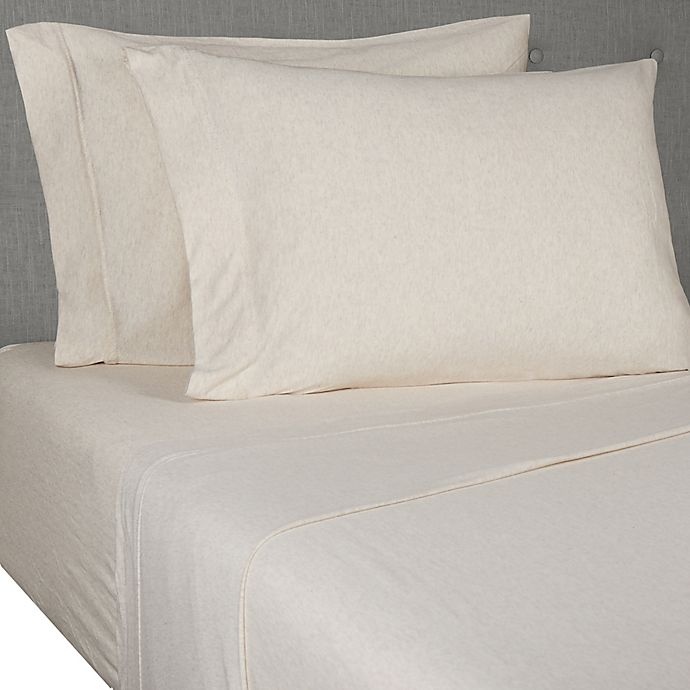 slide 1 of 4, Simply Essential Heathered Jersey Twin Sheet Set - Oatmeal, 1 ct