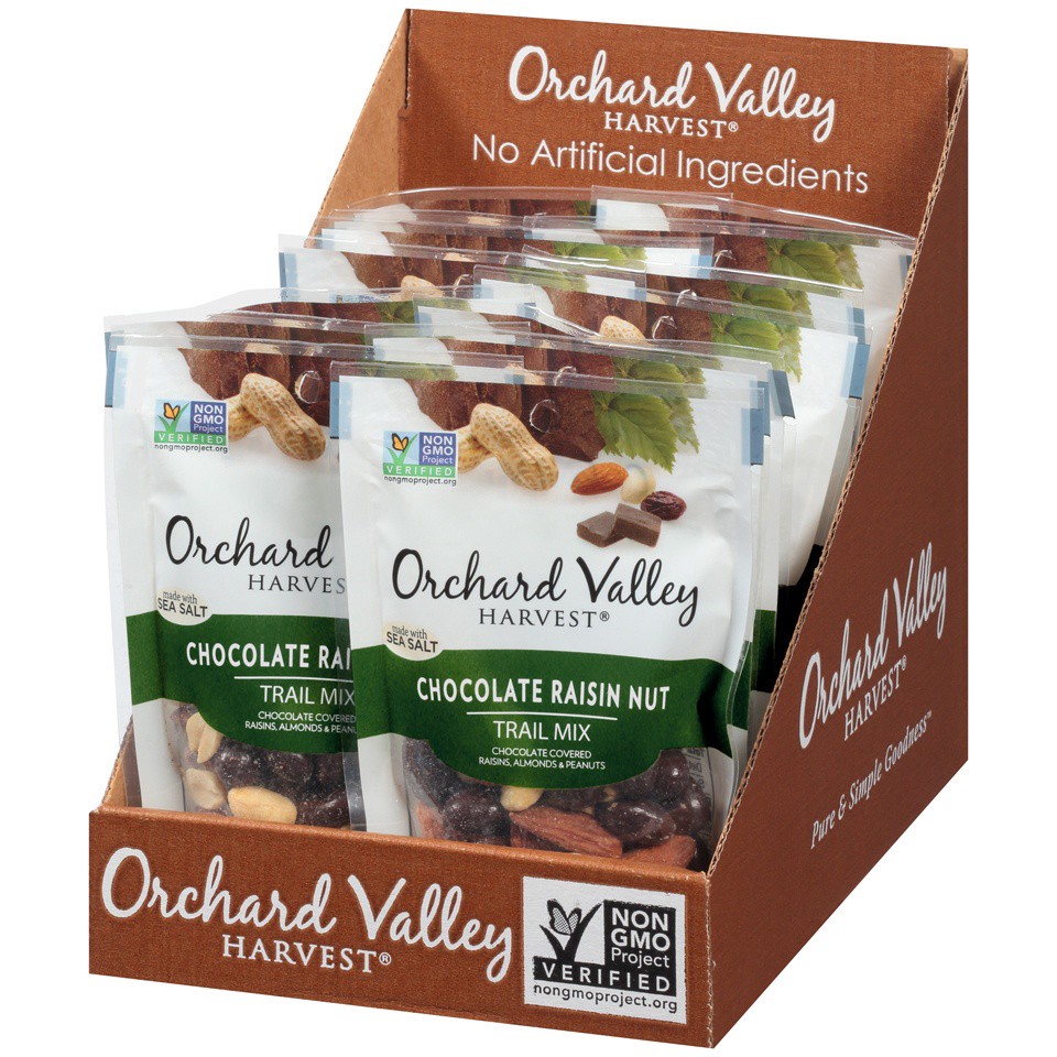 slide 3 of 8, Orchard Valley Raisin Chocolate Nut Trail Mix, 2 oz